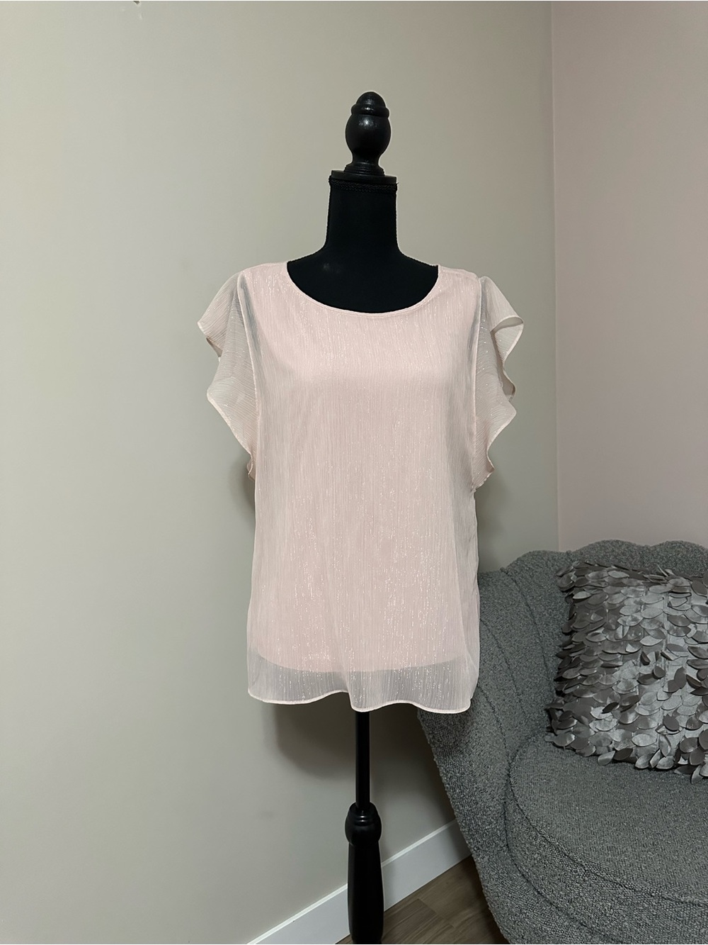 Vince Camuto Pale Pink Flutter Sleeve Blouse